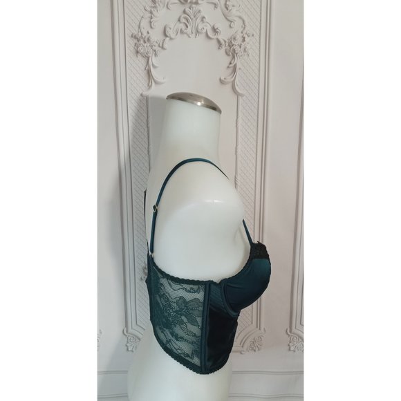 Victoria’s Secret Very Sexy Bustier Longline Push Up Bra Top Dark Teal Green 32C - Picture 6 of 9